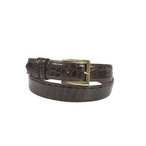 Lai Mens Genuine Alligator Frame Buckle Belt Brown Size 34